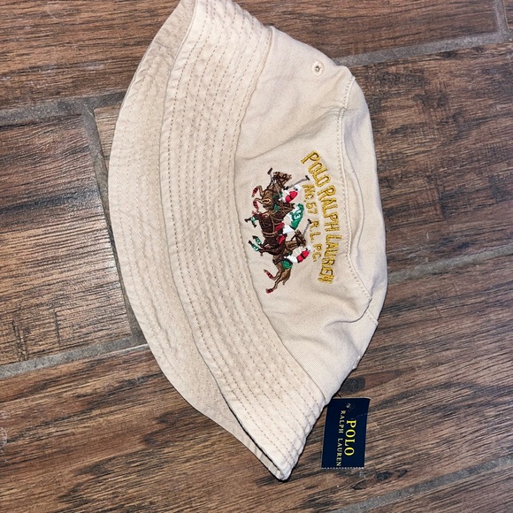 Polo Ralph Lauren 3 Horseman Bucket Hat Tan Khaki New With Tags. One size.